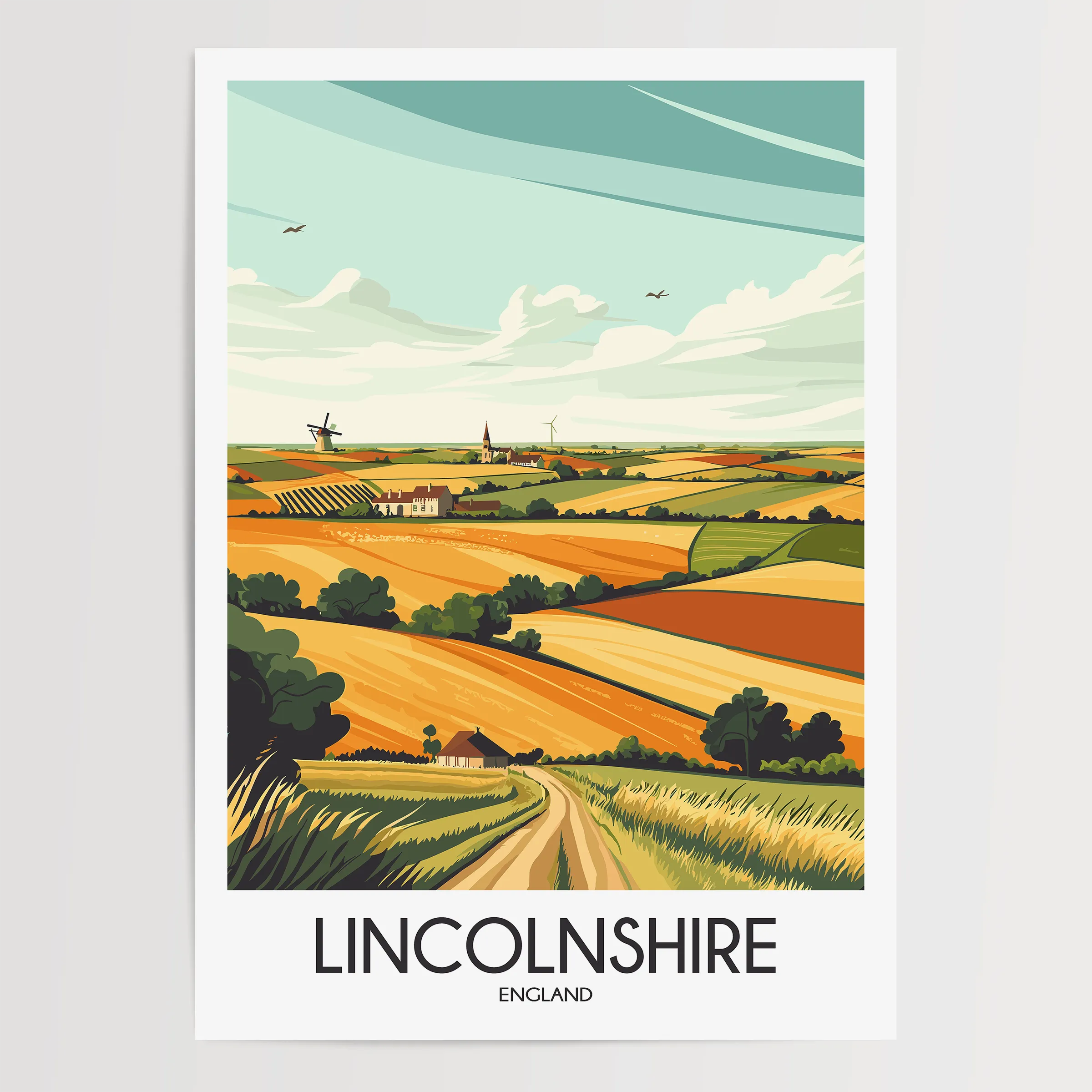 Lincolnshire Retro Travel Illustration