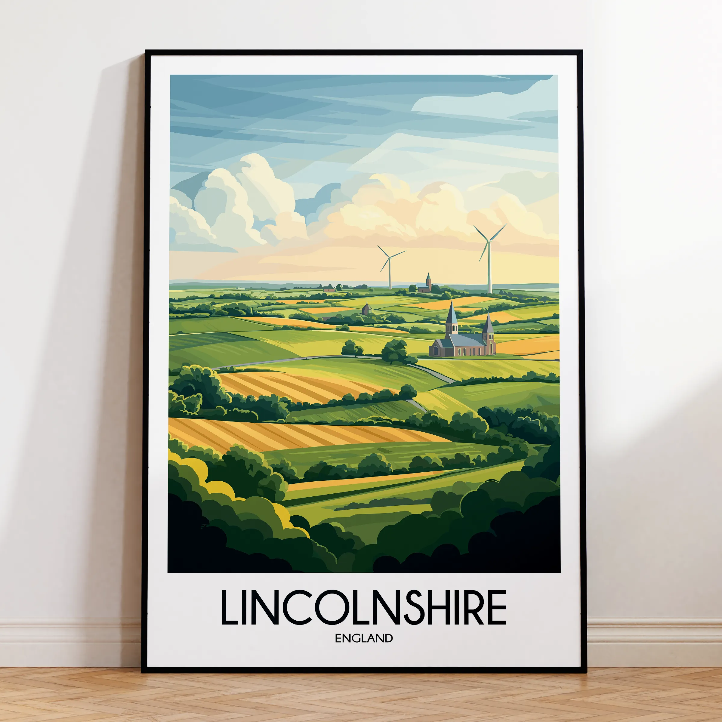 Lincolnshire Retro Travel Illustration