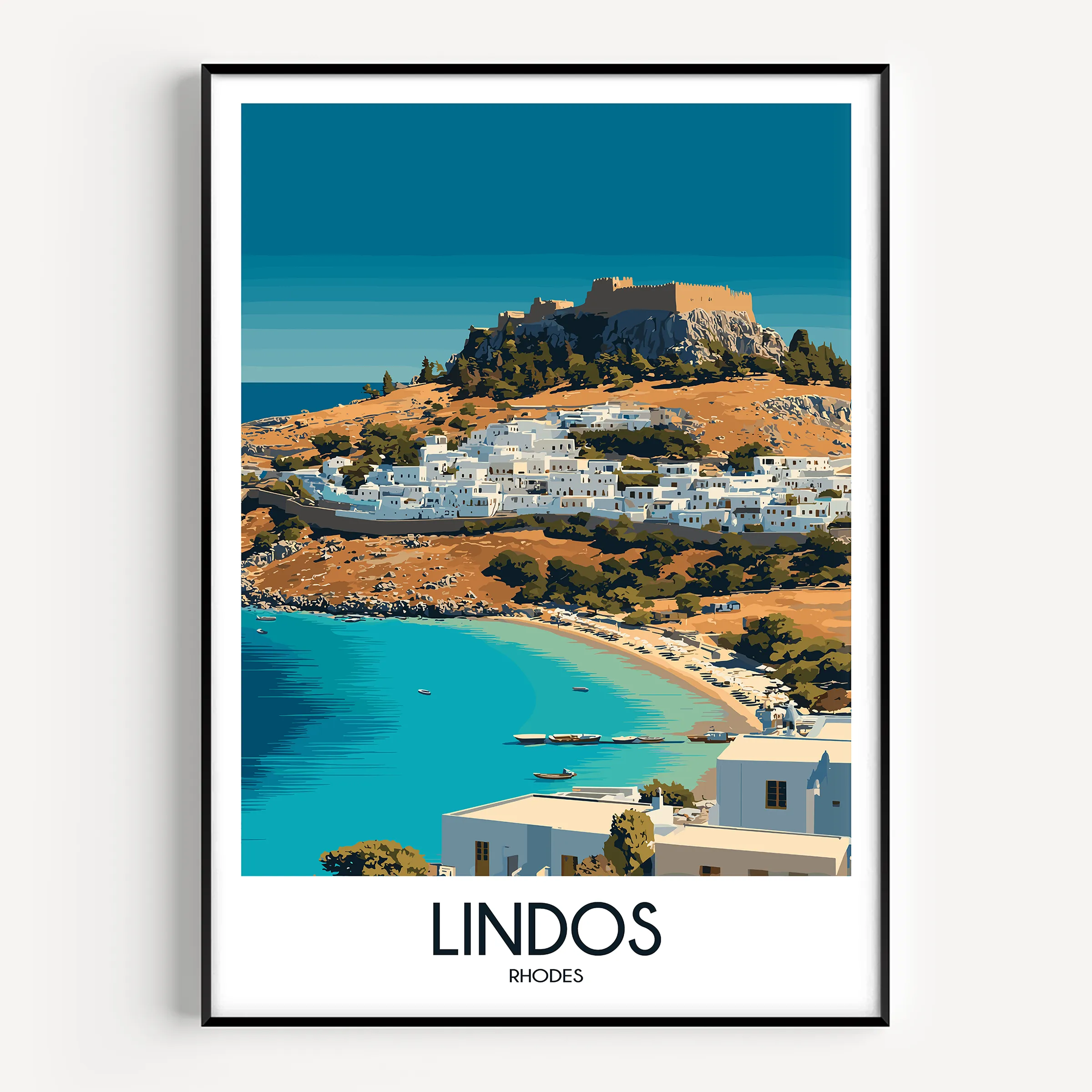 Lindos Modern Travel Poster