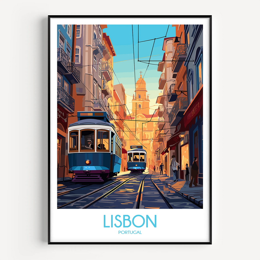 Lisbon Tram Modern Travel Poster