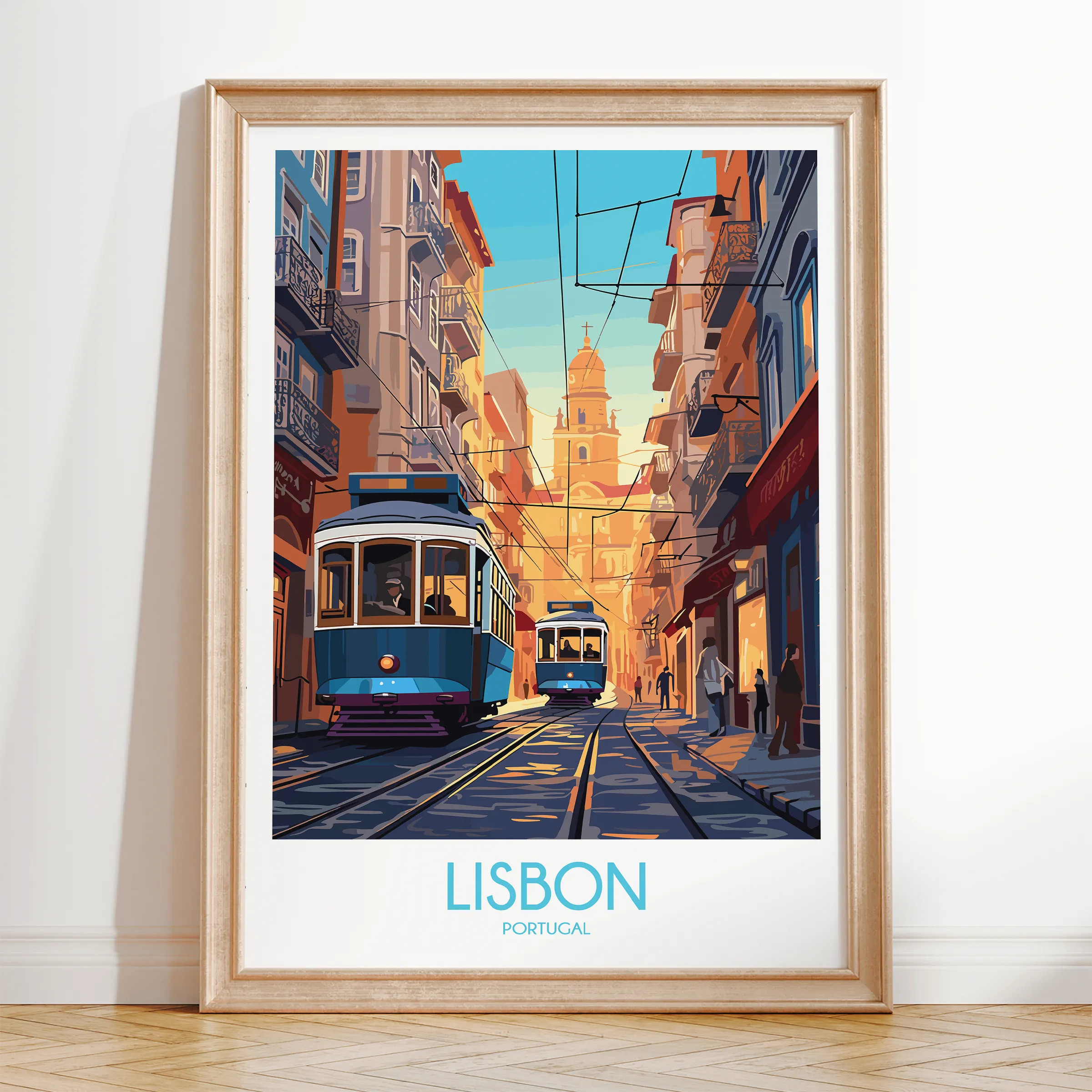 Lisbon Tram Retro Travel Illustration