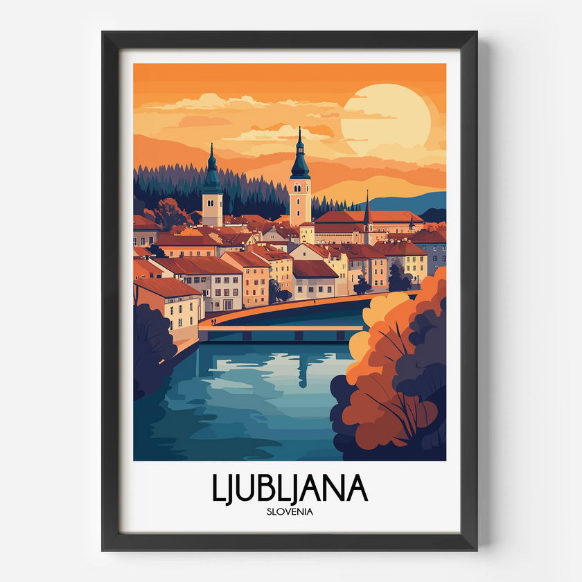 Ljubljana Retro Travel Illustration