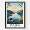 Loch Ness Retro Travel Illustration
