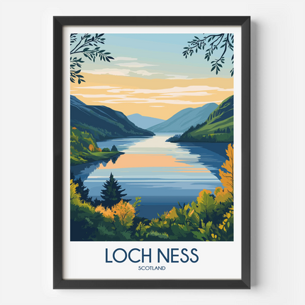 Loch Ness Retro Travel Illustration