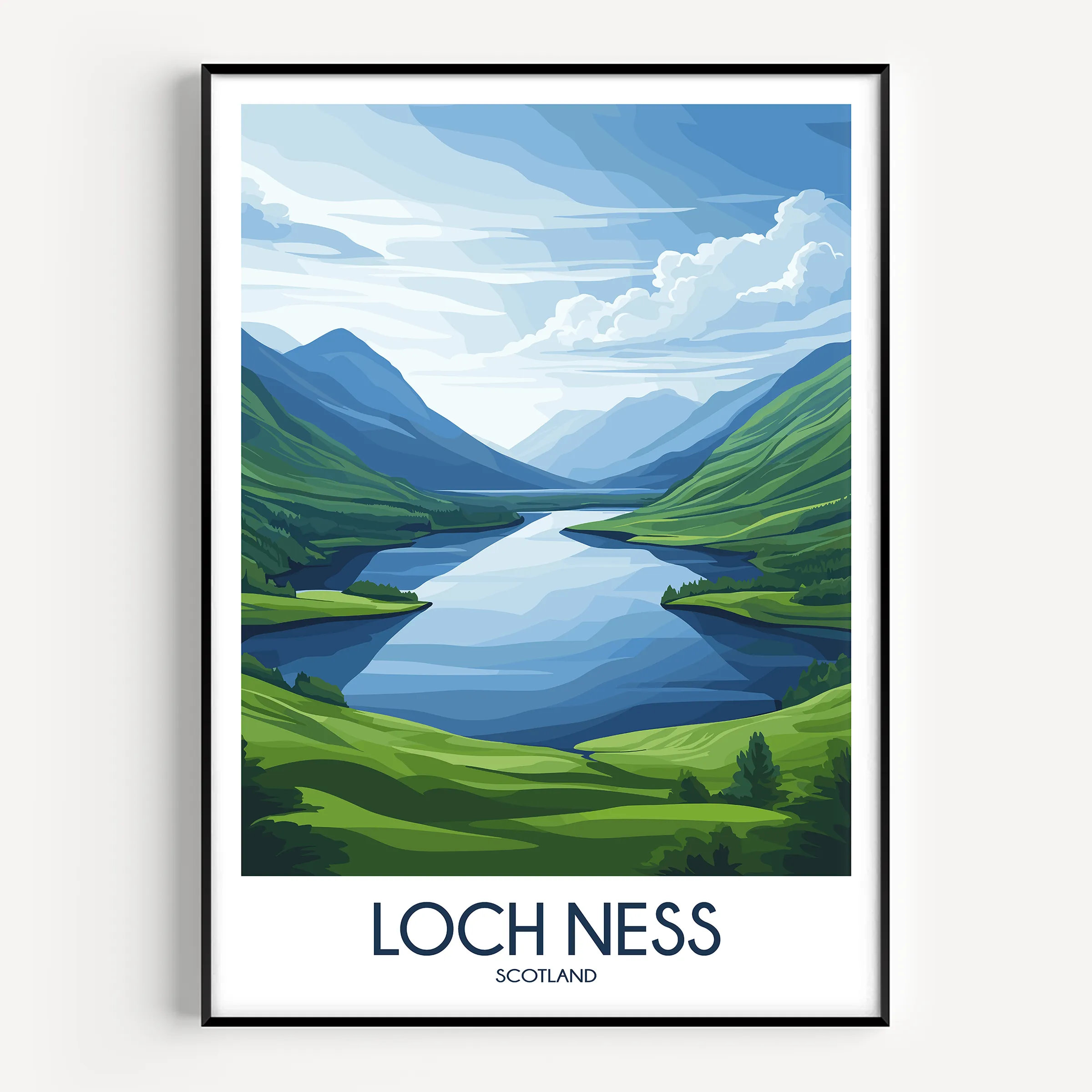 Loch Ness Retro Travel Illustration
