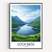 Loch Ness Retro Travel Illustration