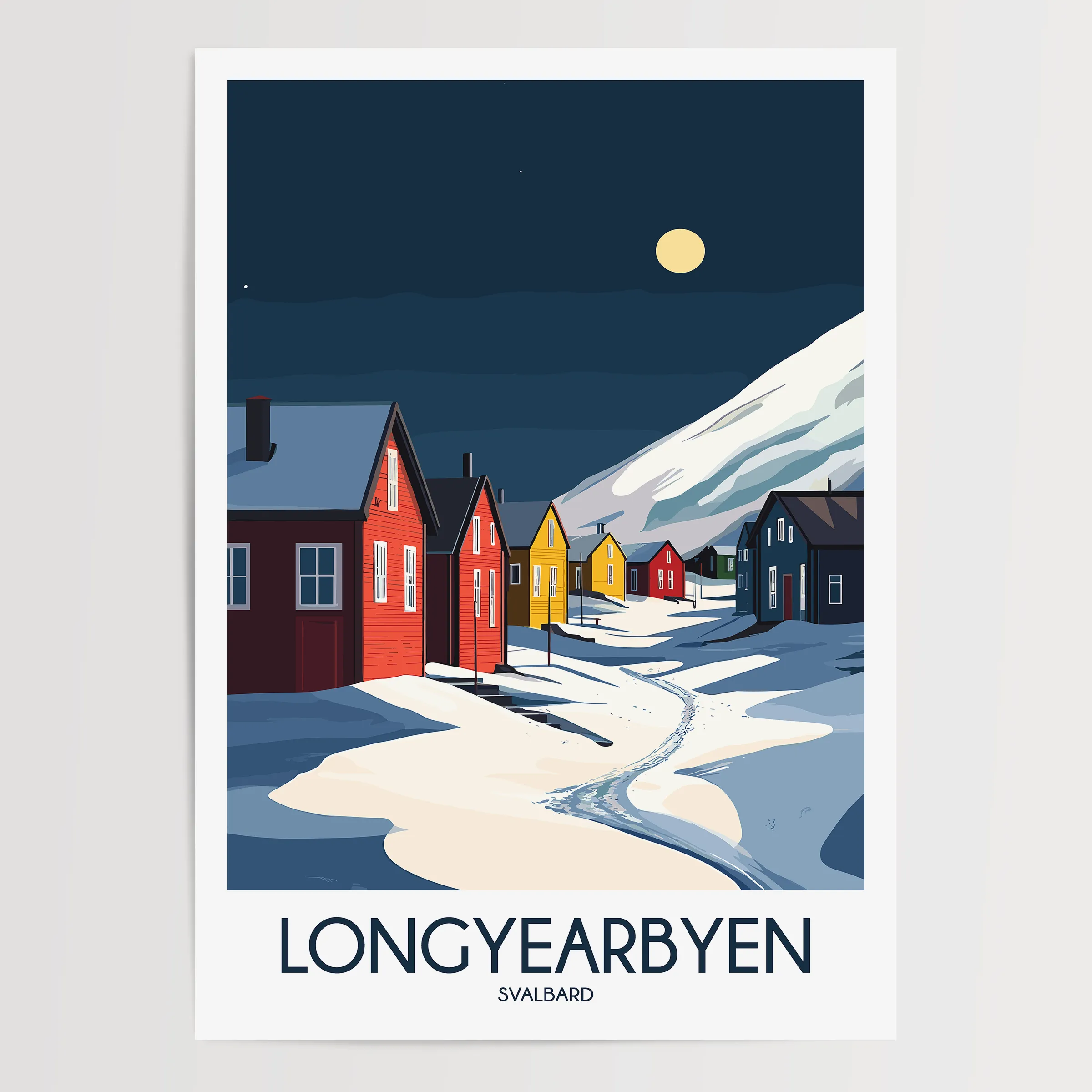 Longyearbyen Retro Travel Illustration