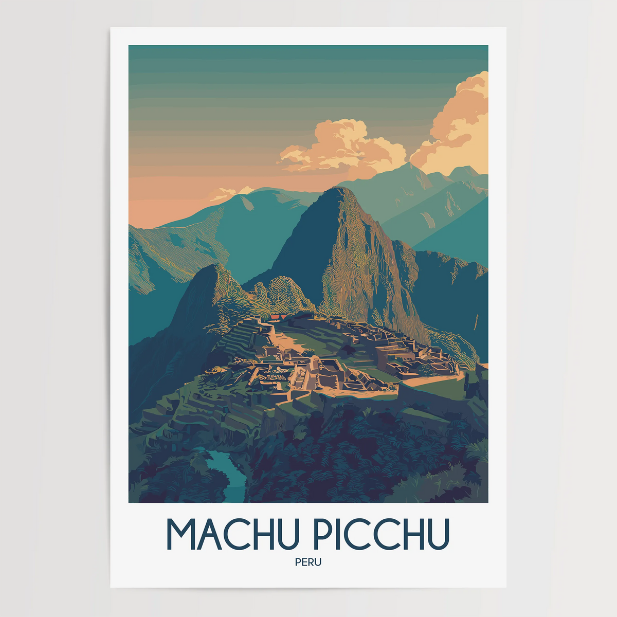 Machu Picchu Vintage Style Print