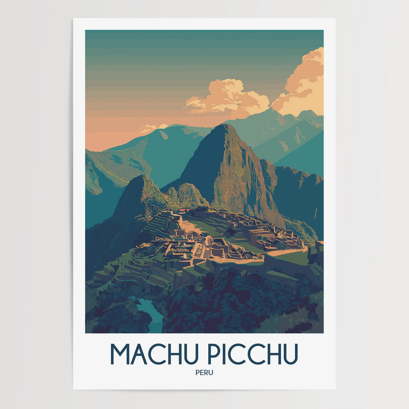 Machu Picchu Vintage Style Print