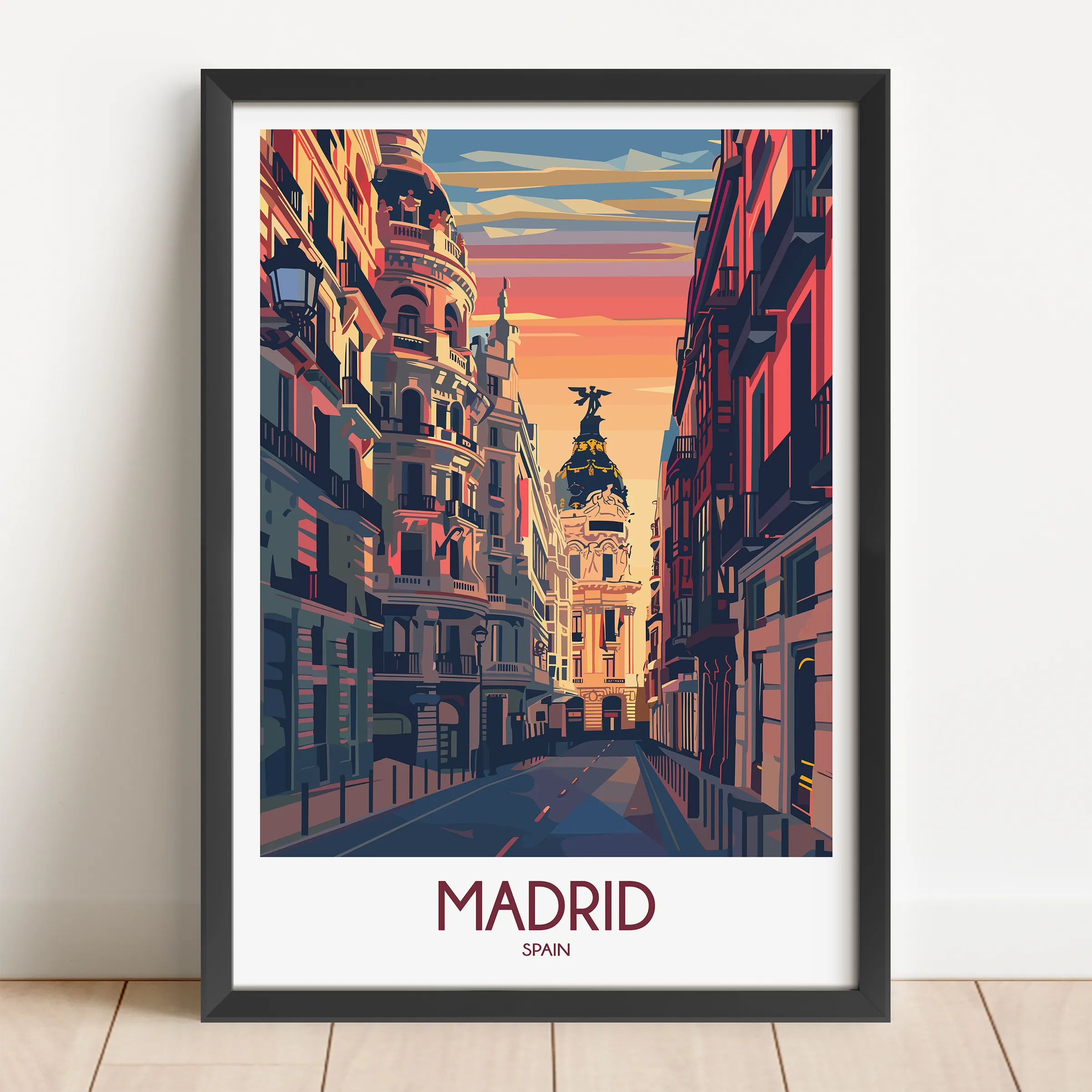 Madrid Retro Travel Illustration