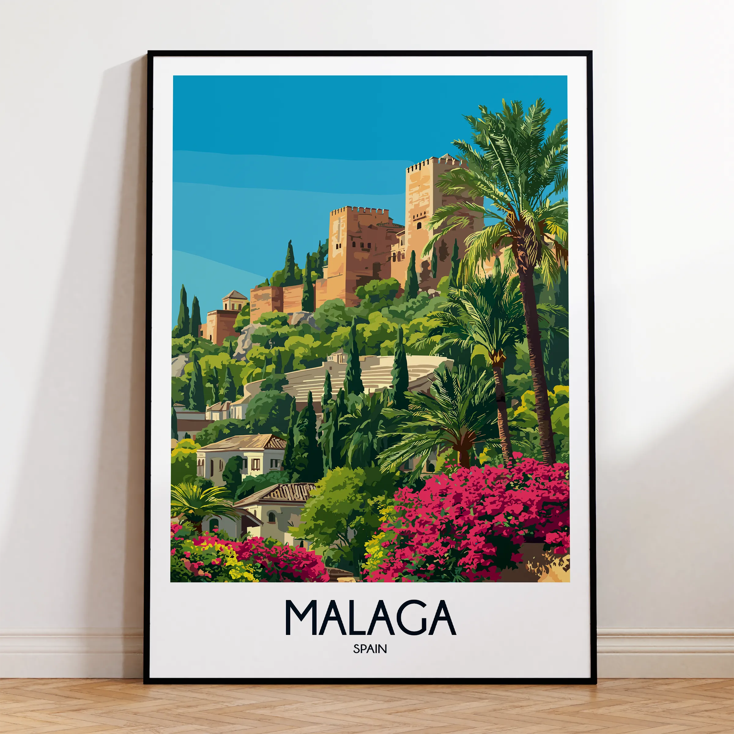 Malaga Retro Travel Illustration