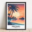 Maldives Modern Travel Poster
