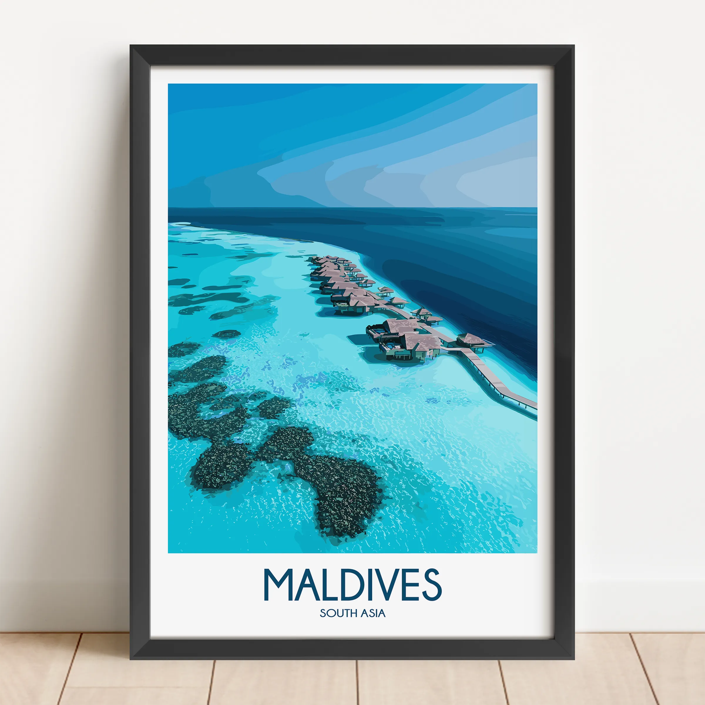 Maldives Retro Travel Illustration