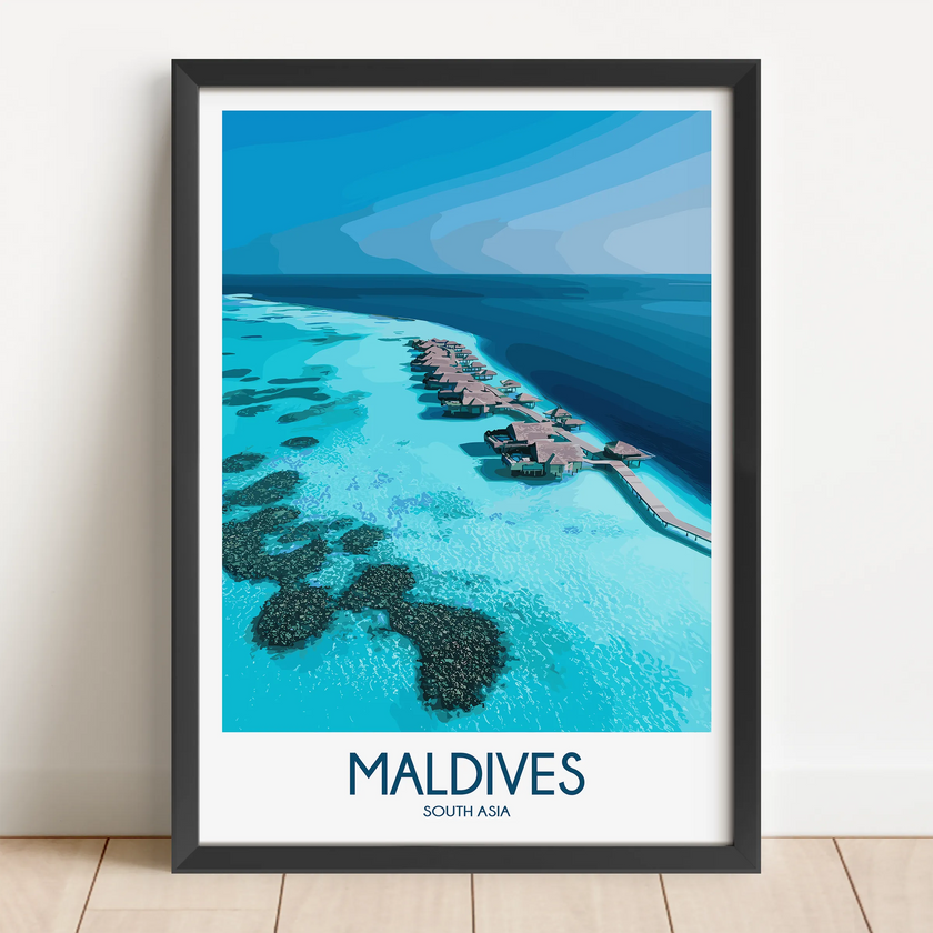 Maldives Retro Travel Illustration