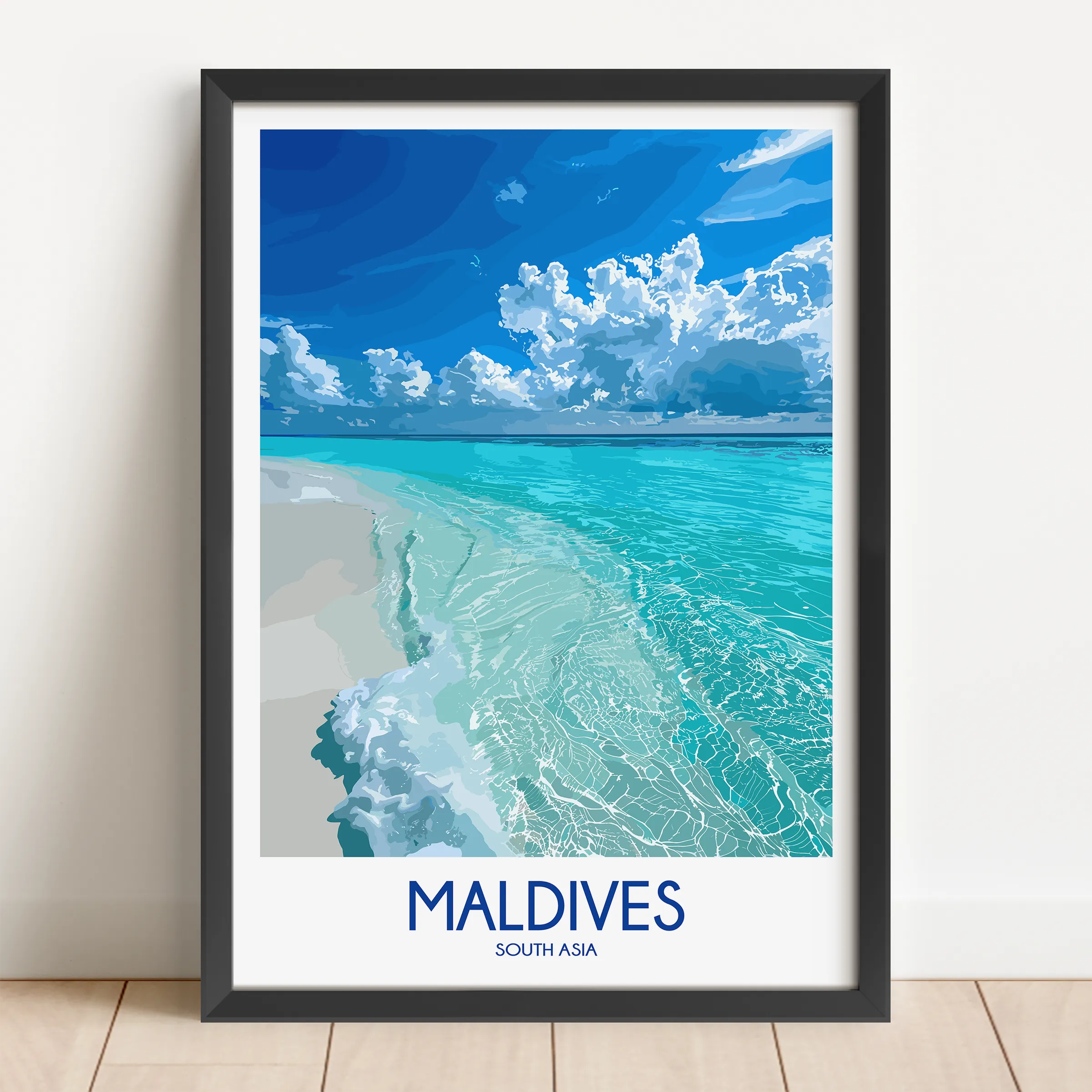 Maldives Retro Travel Illustration