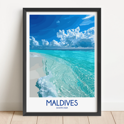 Maldives Retro Travel Illustration