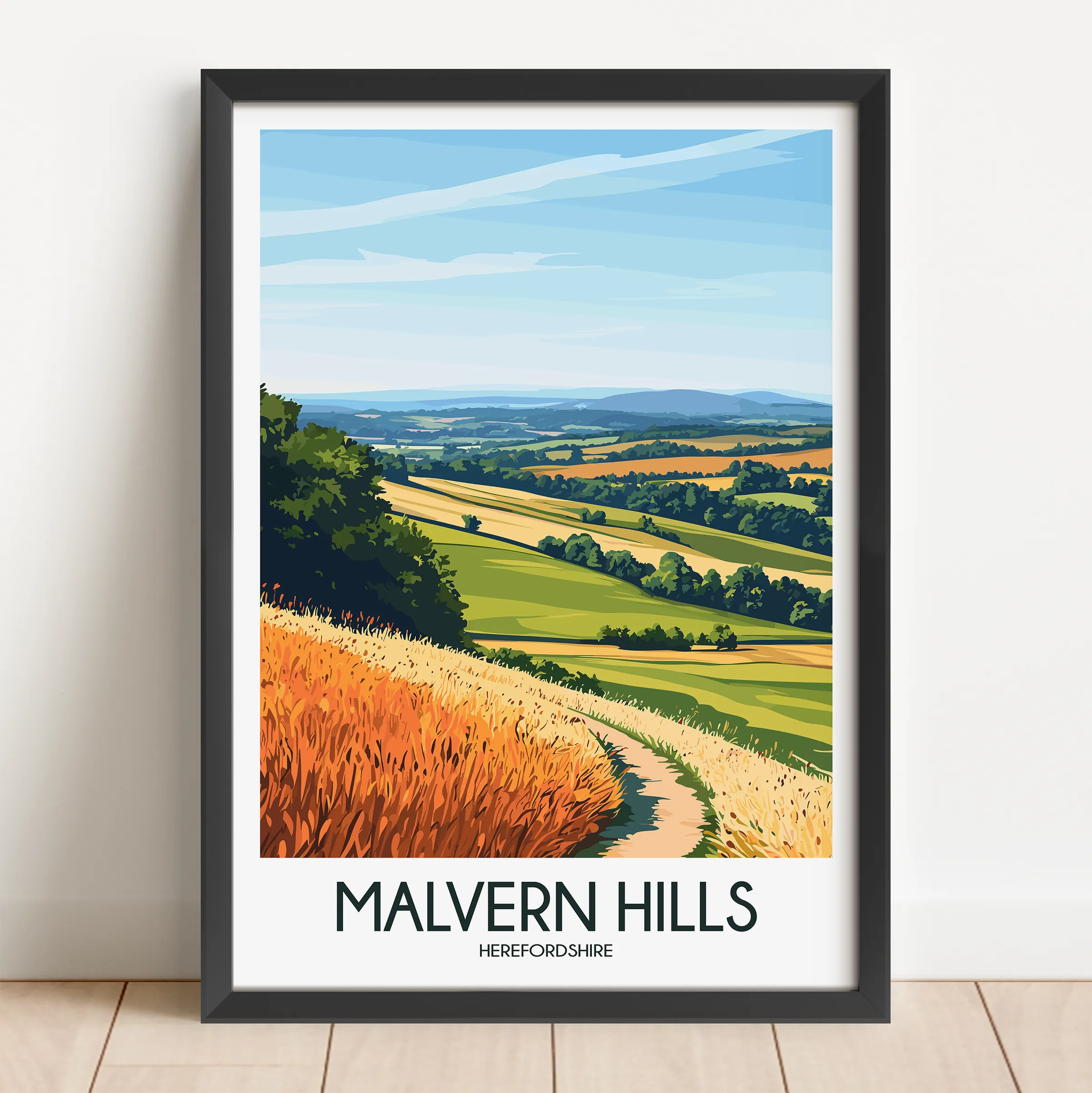 Malvern Hills Modern Travel Poster
