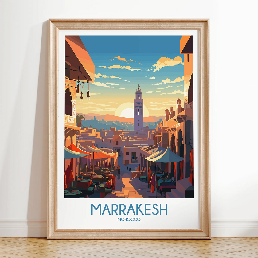 Marrakesh Retro Travel Illustration
