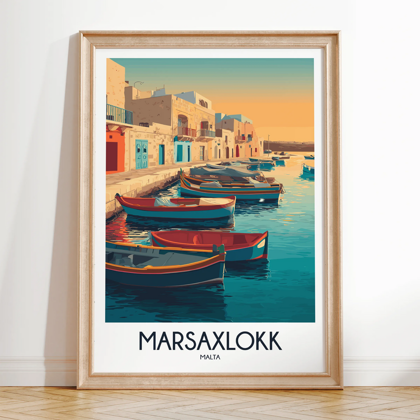 Marsaxlokk Retro Travel Illustration