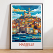 Marseille Retro Travel Illustration