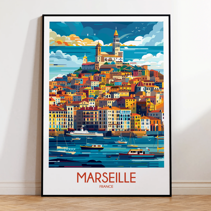 Marseille Retro Travel Illustration