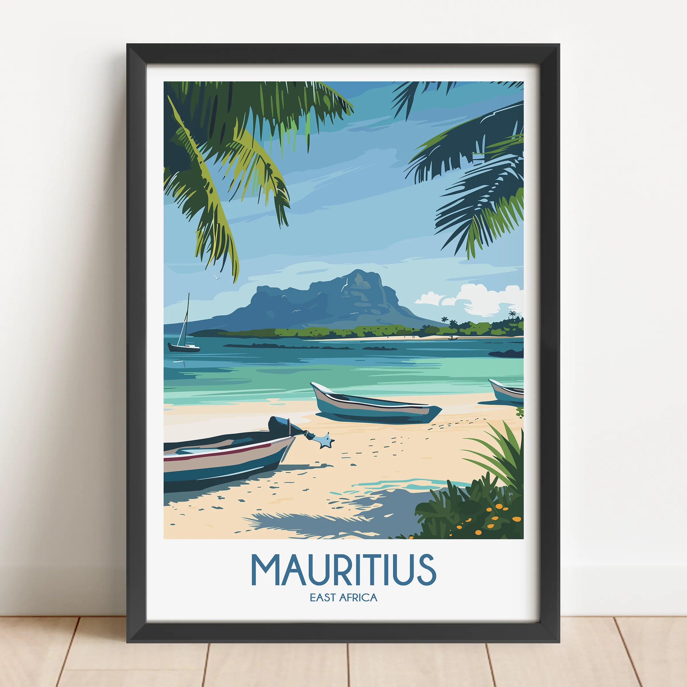 Mauritius Retro Travel Illustration
