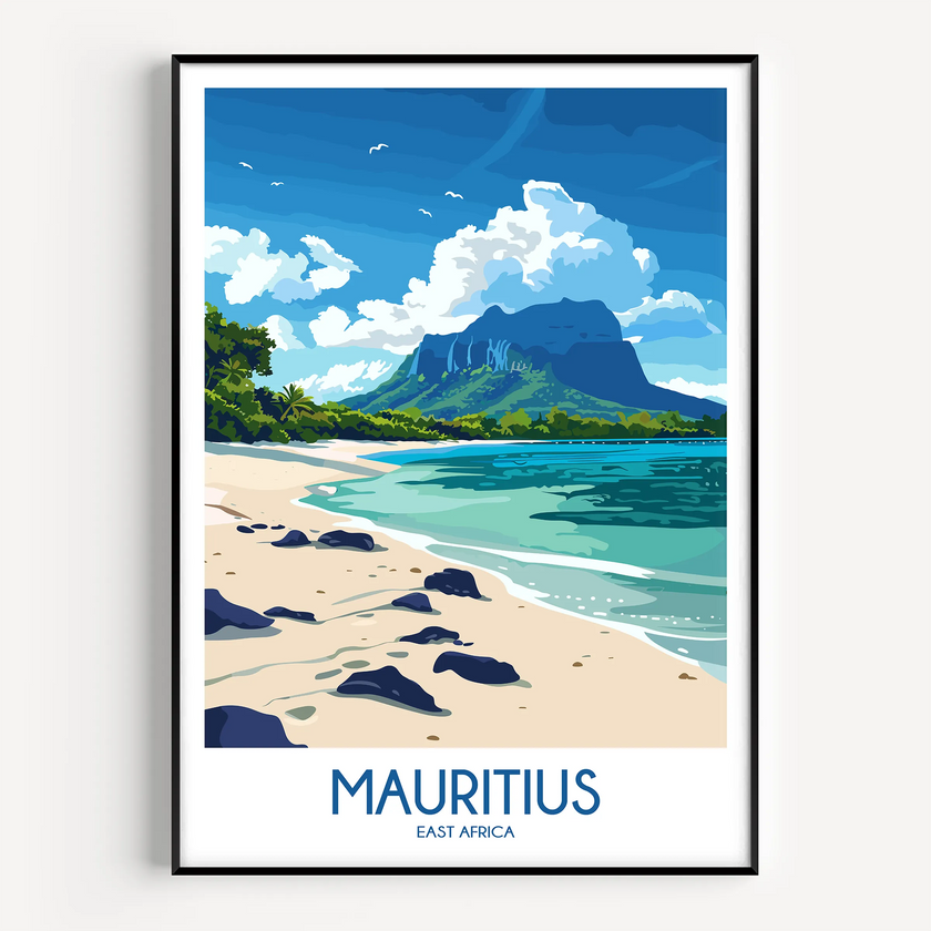 Mauritius Retro Travel Illustration