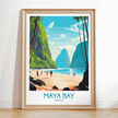 Maya Bay Retro Travel Illustration