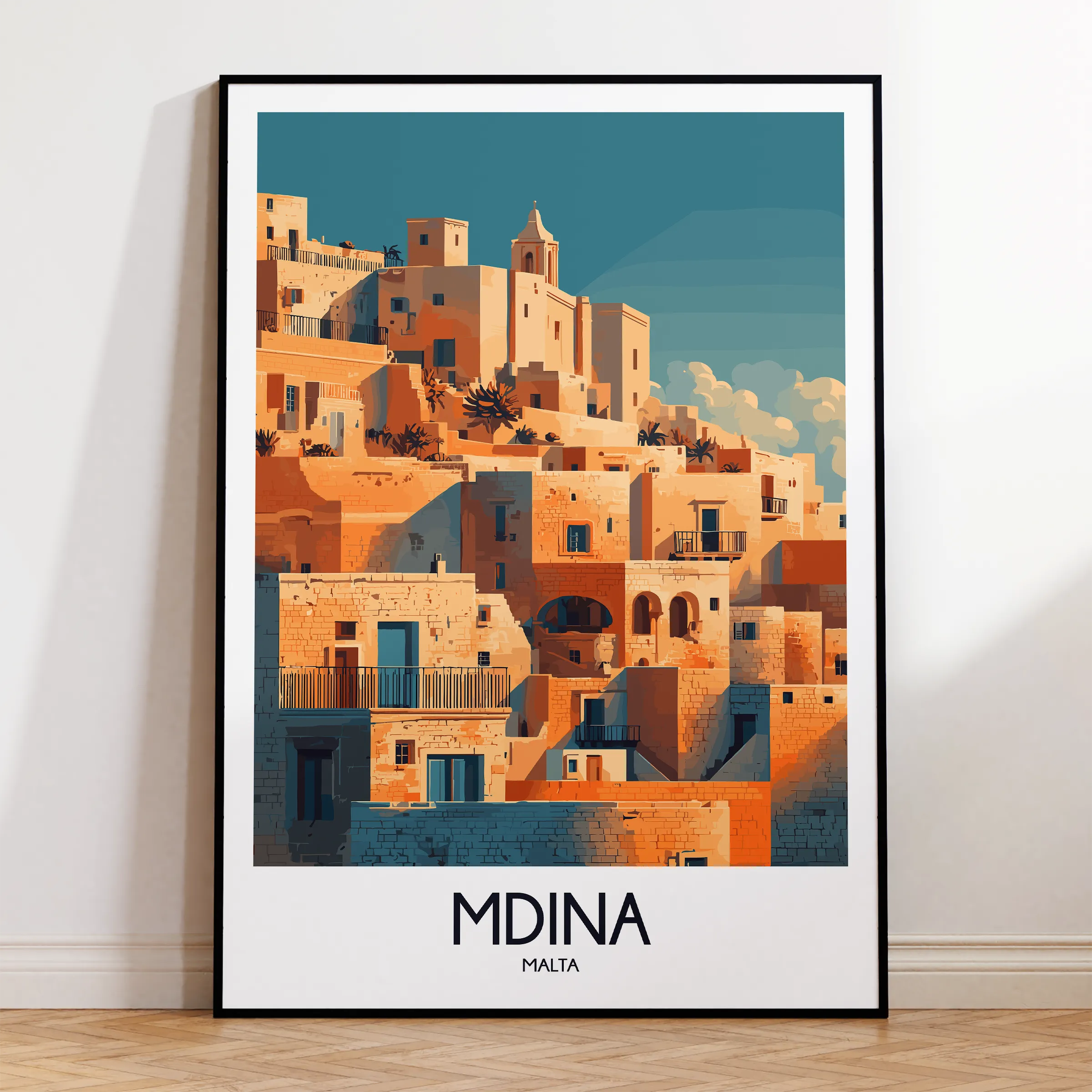 Mdina Retro Travel Illustration