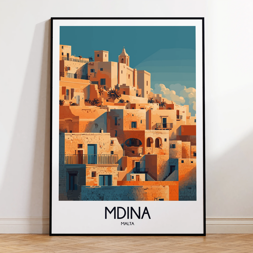 Mdina Retro Travel Illustration