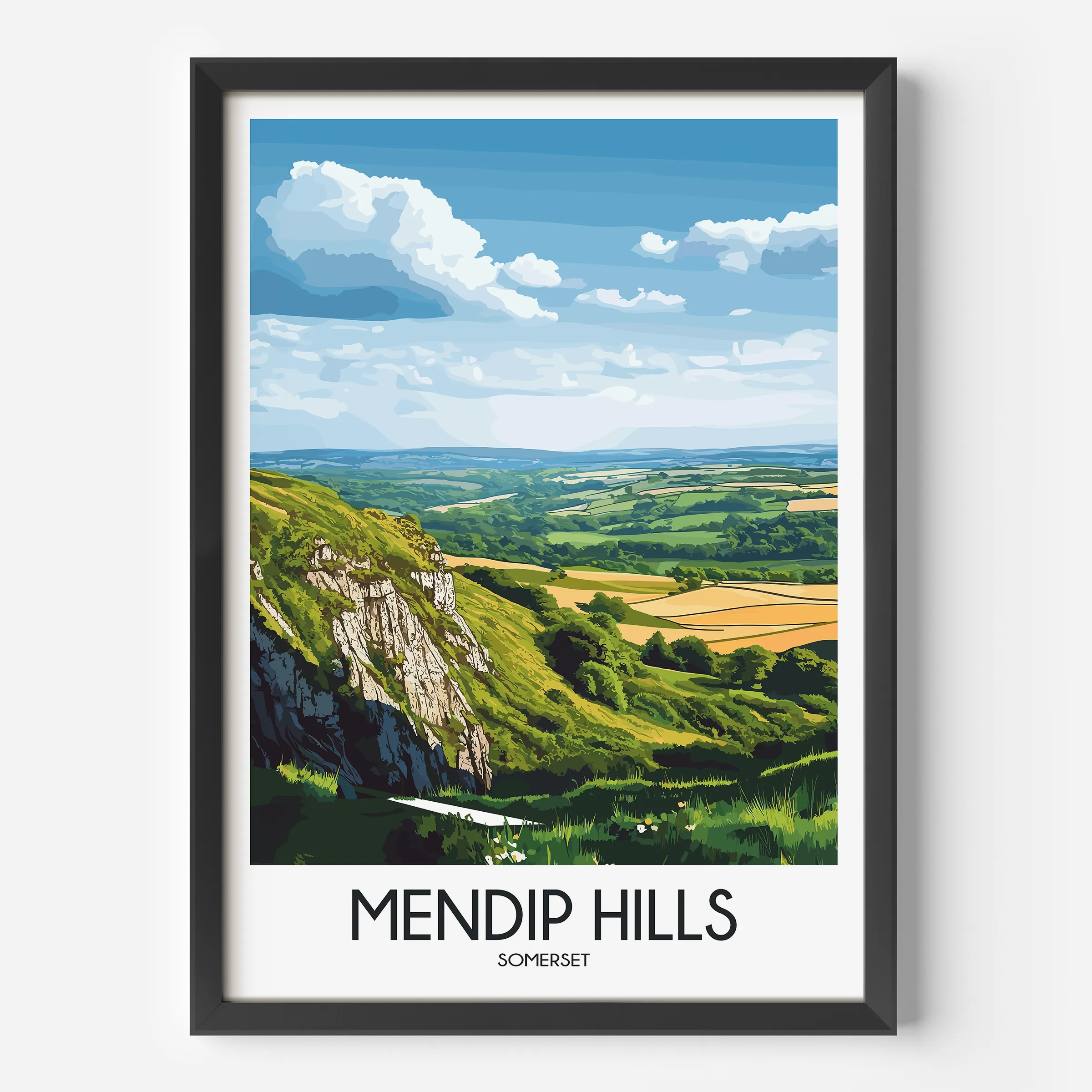 Mendip Hills Modern Travel Poster