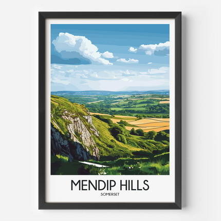Mendip Hills Modern Travel Poster