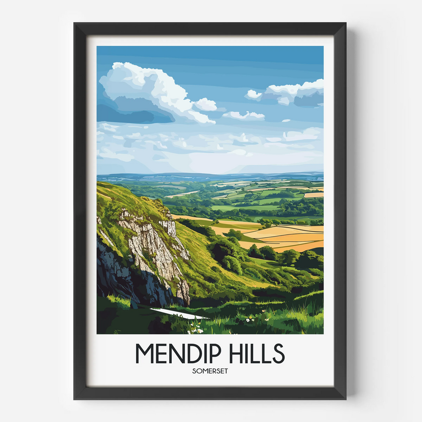 Mendip Hills Modern Travel Poster