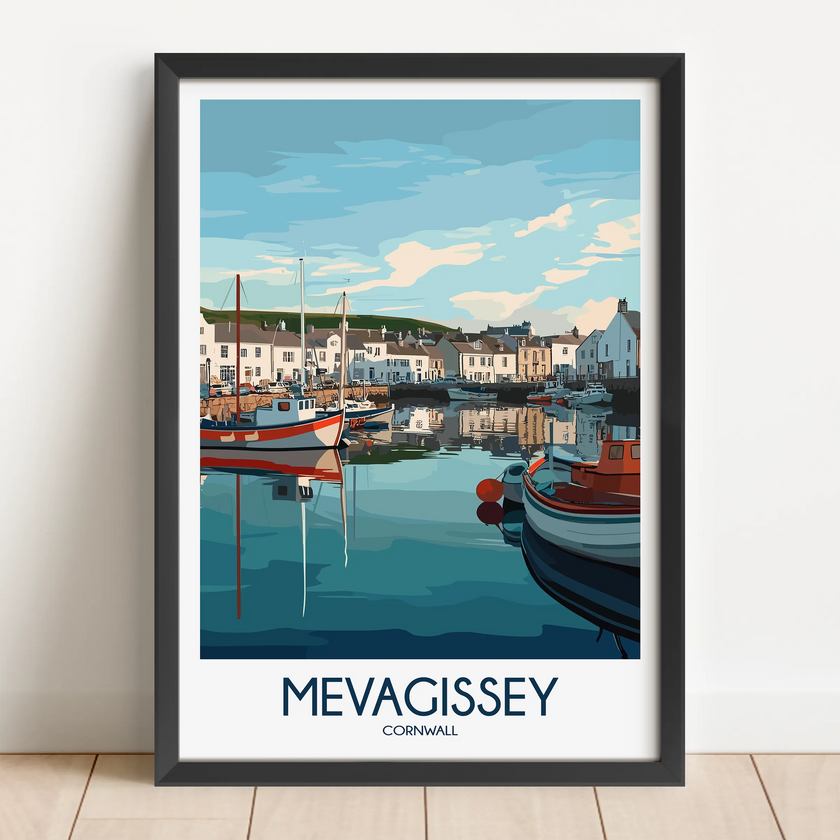 Mevagissey Retro Travel Illustration