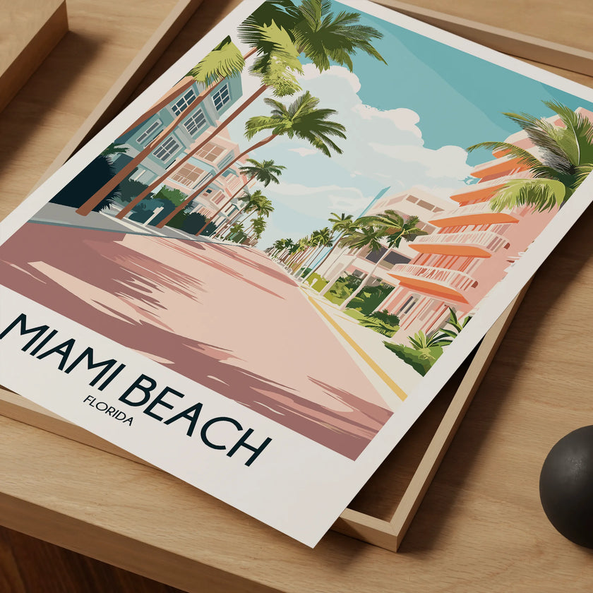 Miami Beach Retro Travel Illustration