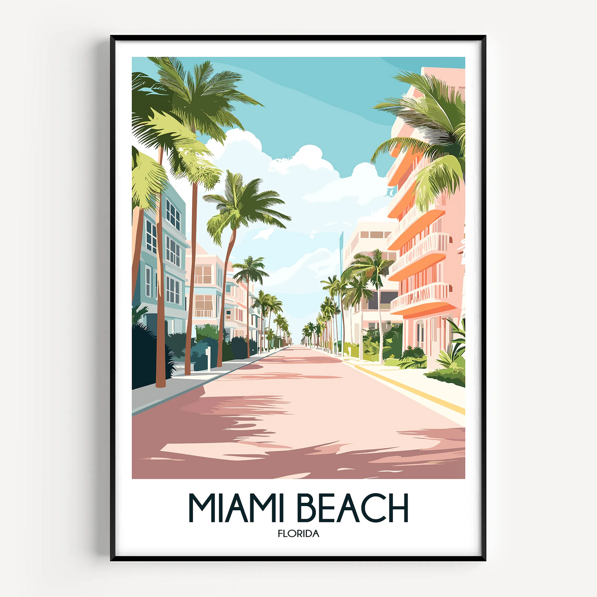 Miami Beach Retro Travel Illustration
