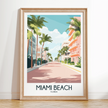 Miami Beach Vintage Style Print