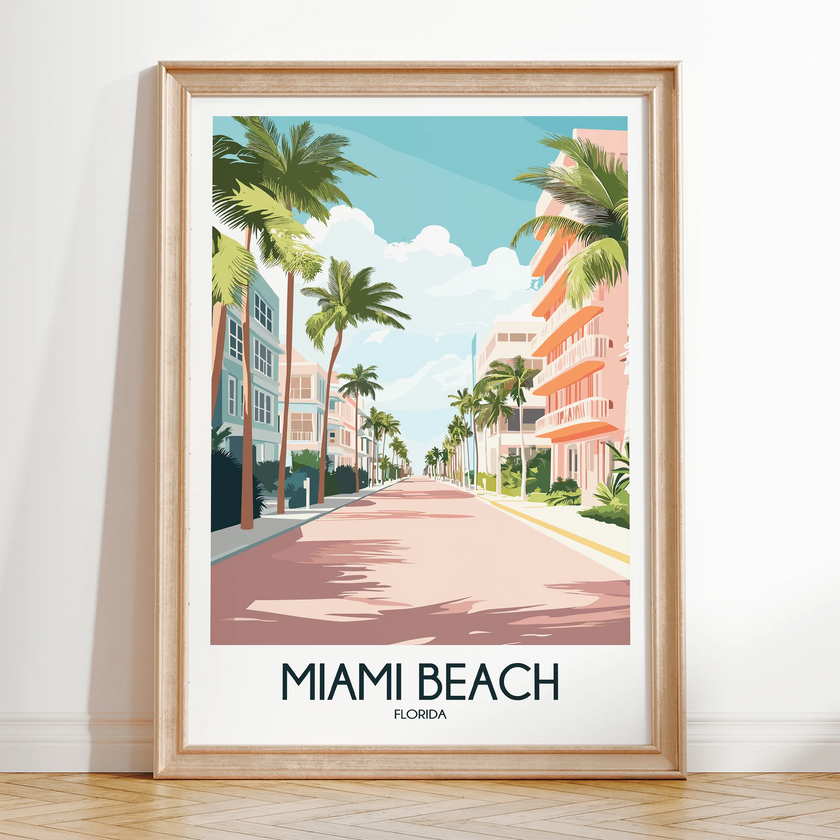 Miami Beach Vintage Style Print