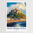 Mont Orgueil Castle Retro Travel Illustration