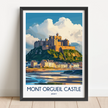 Mont Orgueil Castle Vintage Style Print
