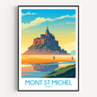 Mont St Michel Retro Travel Illustration
