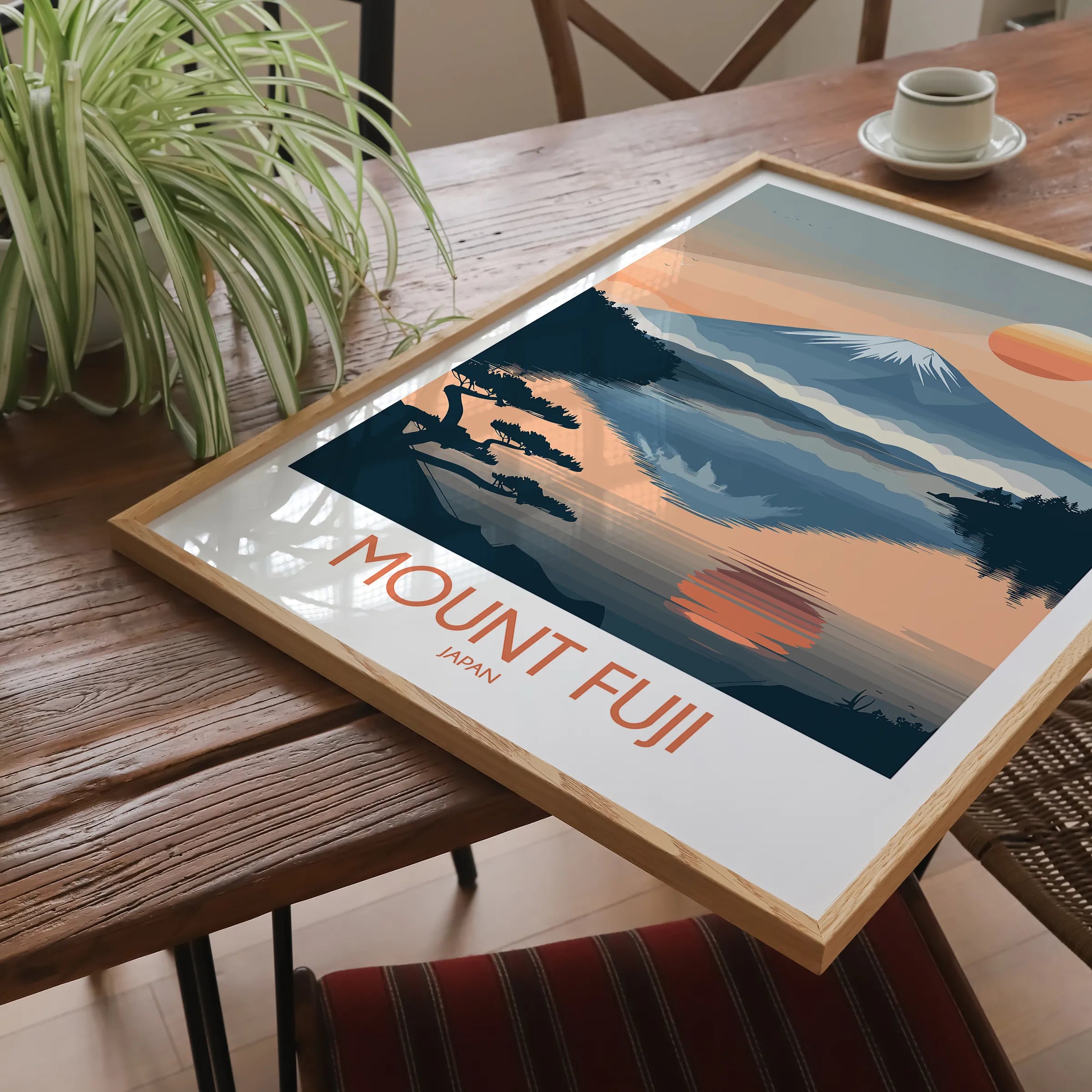 Mount Fuji Retro Travel Illustration