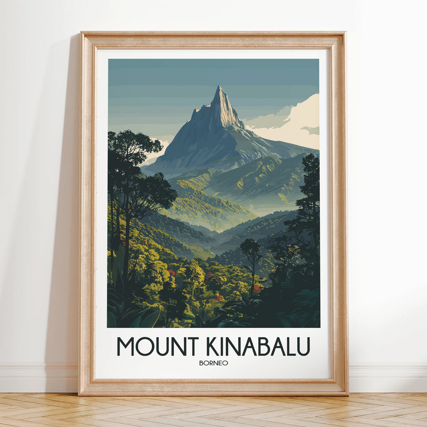 Mount Kinabalu Modern Travel Poster