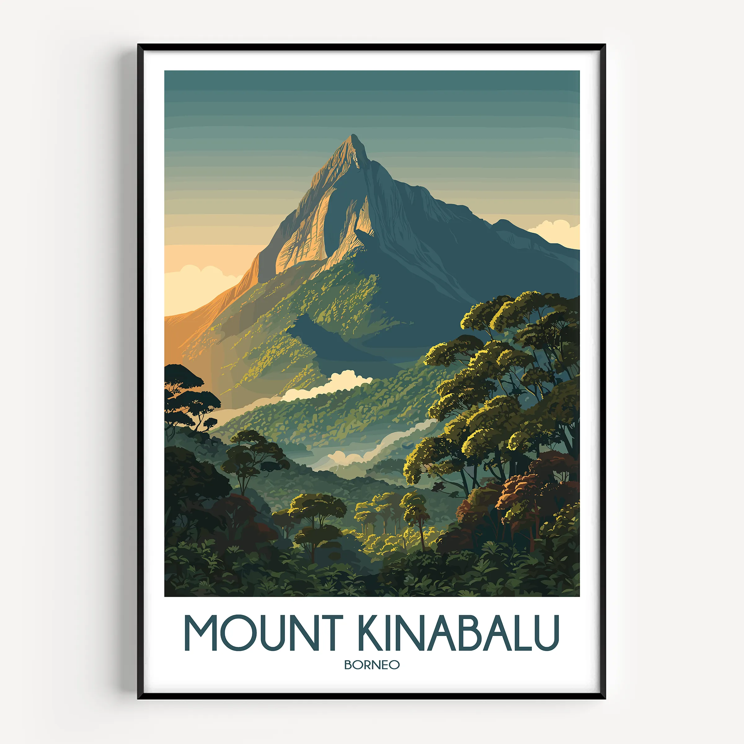Mount Kinabalu Modern Travel Poster
