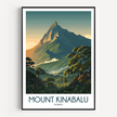 Mount Kinabalu Modern Travel Poster