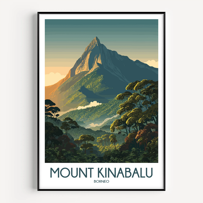 Mount Kinabalu Modern Travel Poster