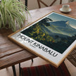 Mount Kinabalu Retro Travel Illustration