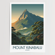 Mount Kinabalu Retro Travel Illustration