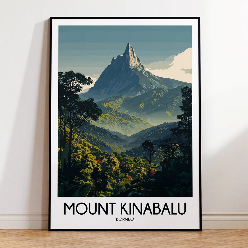 Mount Kinabalu Vintage Style Print