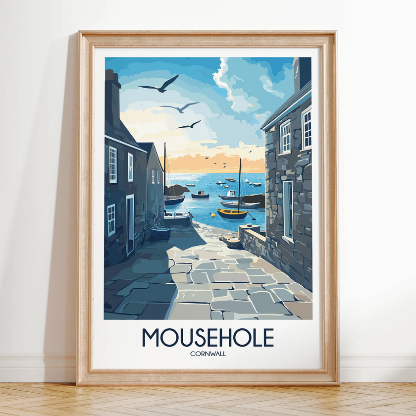 Mousehole Retro Travel Illustration